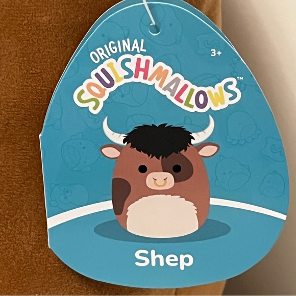 Squishmallow Shep Brown Bull 🐮, Nose Ring, Buffalo Ox Cow Clover, 11” New - Picture 9 of 9